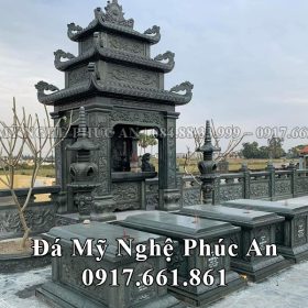 Mẫu Lăng thờ hộp ba mái đá xanh rêu