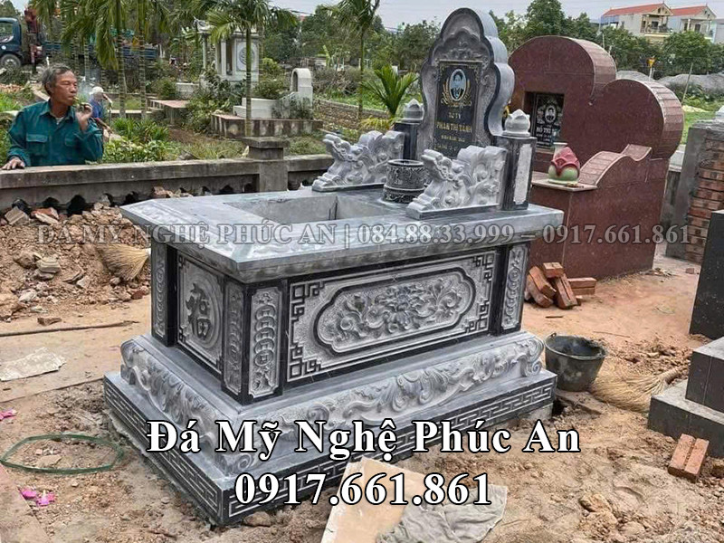 Mẫu Mộ đá đẹp - Mẫu Mộ đơn cổ kính, điển hình tại làng đá Ninh Bình